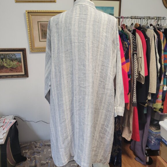 Eskandar European Designer Tunic Dress in 100% Linen Striped - Picture 12 of 16